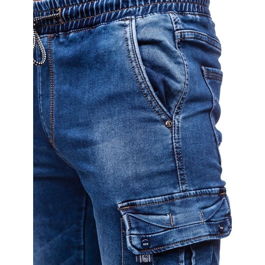 Granatowe spodnie jeansowe joggery męskie Denley KA1311-1