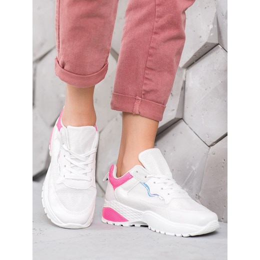 Buty sportowe damskie CzasNaButy sneakersy bez wzorów wiązane