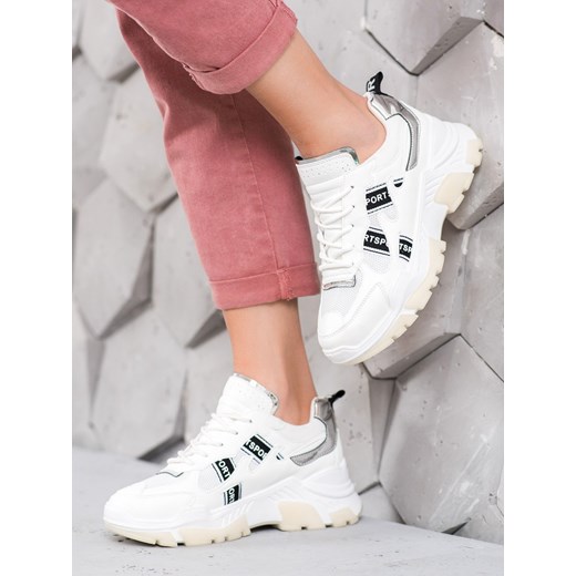 Buty sportowe damskie CzasNaButy sneakersy na platformie wiązane bez wzorów