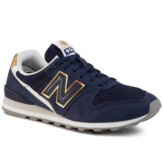 Buty sportowe damskie granatowe New Balance wiązane bez wzorów na wiosnę płaskie