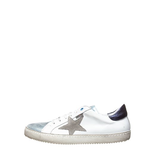 Skórzane sneakersy w kolorze biało-błękitnym