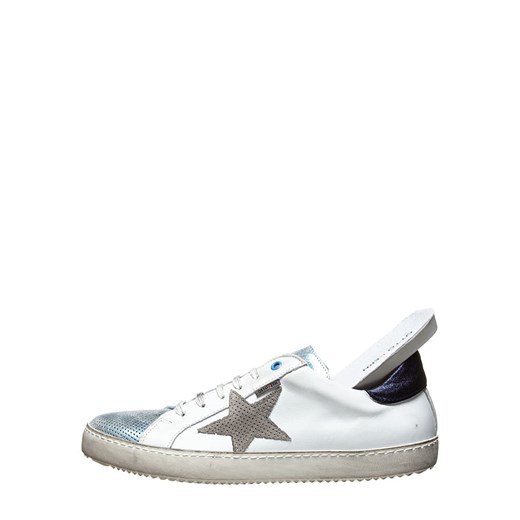 Skórzane sneakersy w kolorze biało-błękitnym