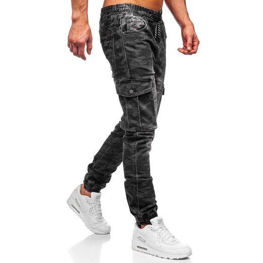 Czarne spodnie joggery bojówki męskie Denley RB9491DT Denley XL okazja