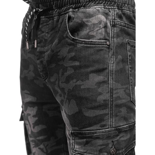 Czarne spodnie joggery bojówki męskie Denley RB9491DT Denley 2XL wyprzedaż