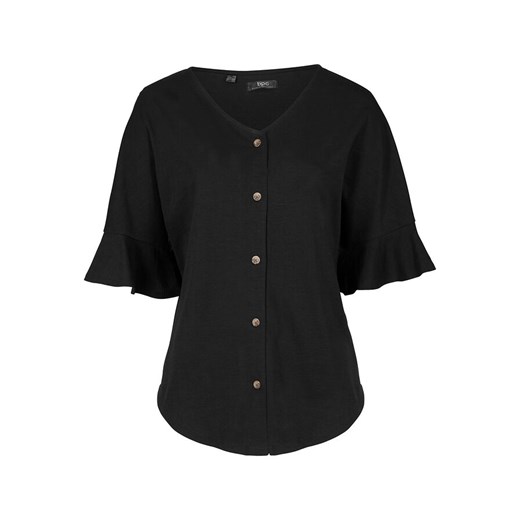 Bluzka shirtowa z plisą guzikową | bonprix