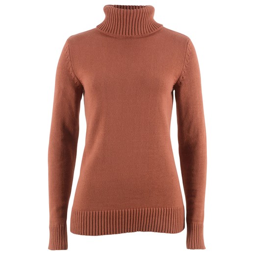 Sweter bawełniany z golfem | bonprix