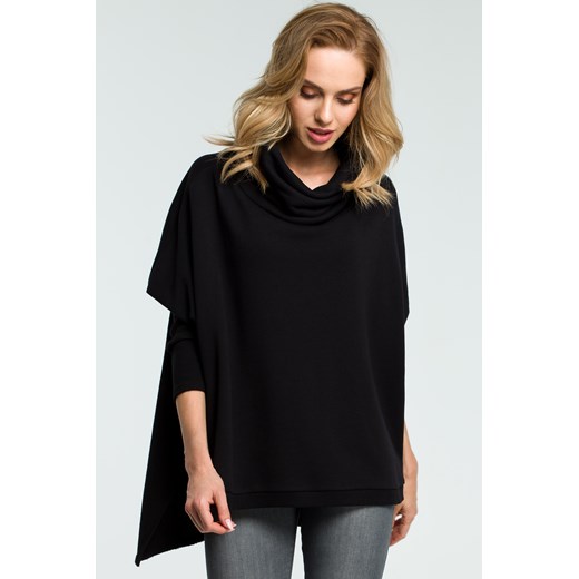 CM3803 Ponczo oversize z golfem - czarne