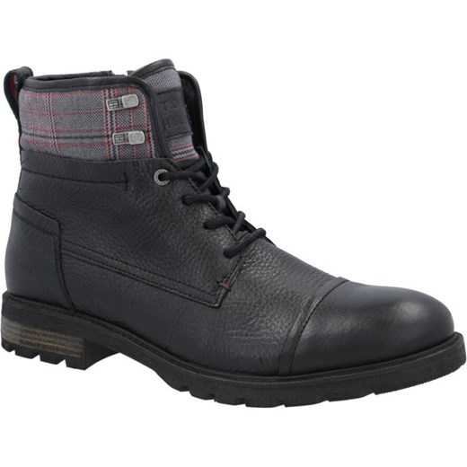Buty zimowe męskie Tommy Hilfiger skórzane czarne casualowe wiązane