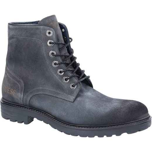Buty zimowe męskie Guess casual szare wiązane skórzane
