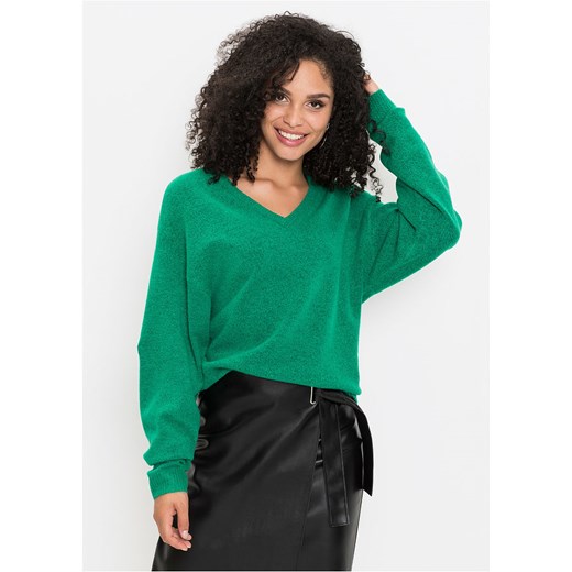 Sweter damski Bonprix z dekoltem w serek