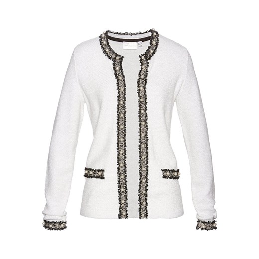 Sweter rozpinany z perełkami | bonprix Bonprix 48/50 bonprix