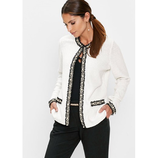 Sweter rozpinany z perełkami | bonprix Bonprix 48/50 bonprix