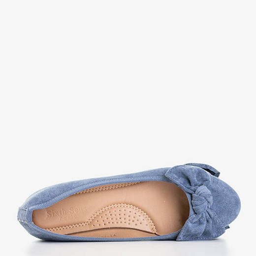 Niebieskie damskie baleriny z kokardką Osstice - Obuwie Royalfashion.pl 36 royalfashion.pl