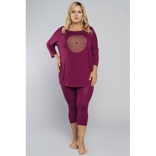 Piżama Damska Model Mandala r.3/4 sp.3/4 Wino Italian Fashion S Bomawika