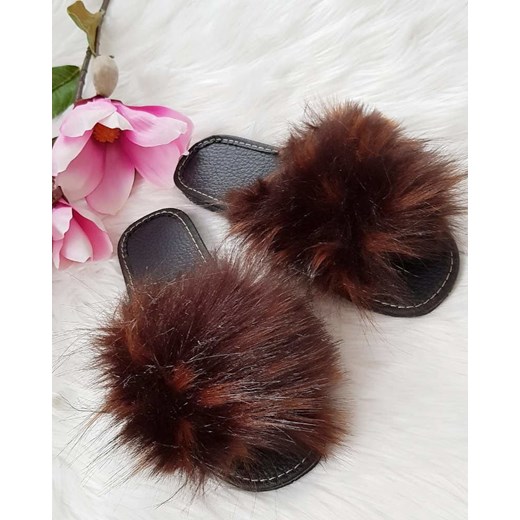 Rude klapki z efektownym futerkiem /B1-1 2830 S195/ Pantofelek24 36 pantofelek24.pl