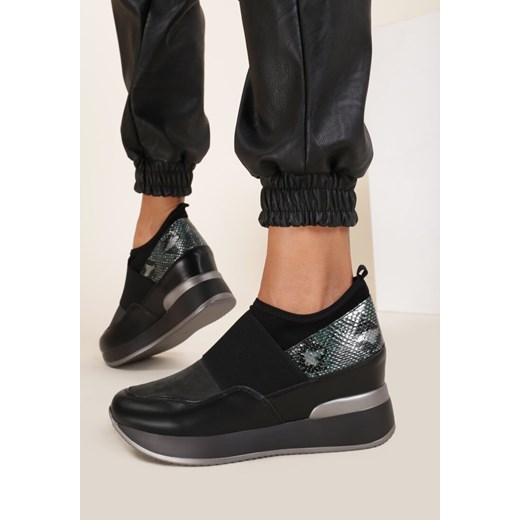 Czarno-Zielone Sneakersy Eucrante Renee 38 renee.pl