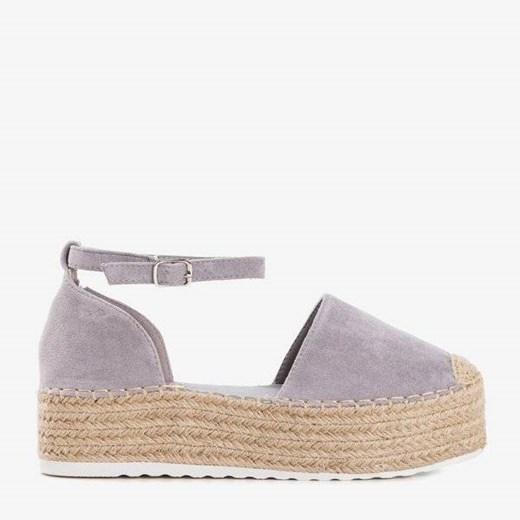 OUTLET Jasnoszare espadryle damskie na platformie Savanto - Obuwie Royalfashion.pl 41 royalfashion.pl