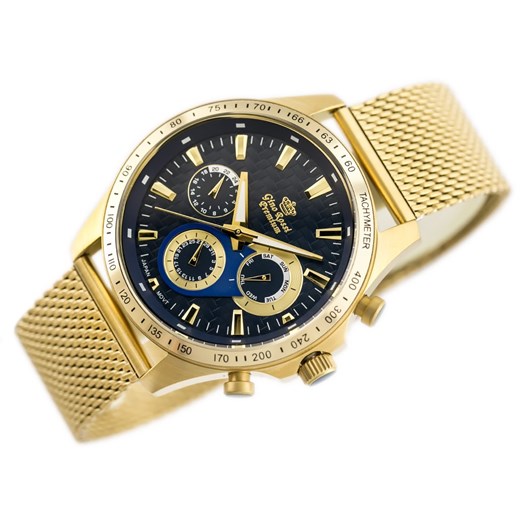 ZEGAREK MĘSKI GINO ROSSI - S523B - PREMIUM (zg218e) + BOX - Złoty Gino Rossi TAYMA