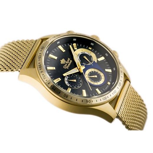 ZEGAREK MĘSKI GINO ROSSI - S523B - PREMIUM (zg218e) + BOX - Złoty Gino Rossi TAYMA