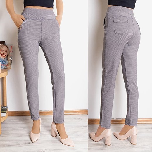 Czarne damskie tregginsy w pepitkę - Odzież Royalfashion.pl XL/XXL - 43 royalfashion.pl