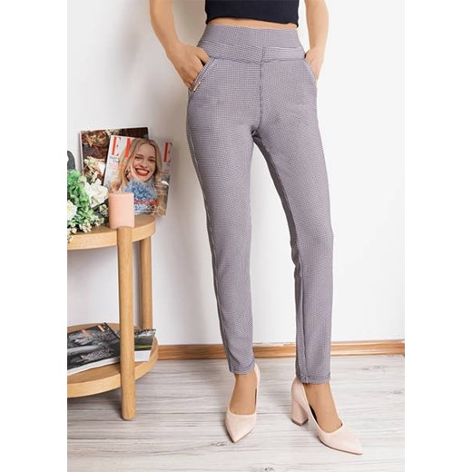 Czarne damskie tregginsy w pepitkę - Odzież Royalfashion.pl XL/XXL - 43 royalfashion.pl