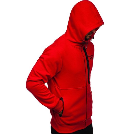 Czerwona z kapturem bluza męska rozpinana Denley 80502 XL Denley wyprzedaż