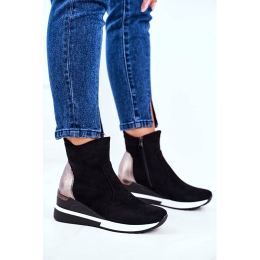 Buty sportowe damskie Vinceza sneakersy ze skóry ekologicznej w stylu klasycznym czarne