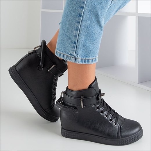 Buty sportowe damskie Royalfashion.pl sznurowane na koturnie