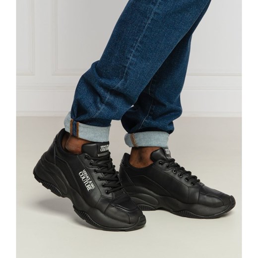 Buty sportowe męskie Versace Jeans ze skóry czarne