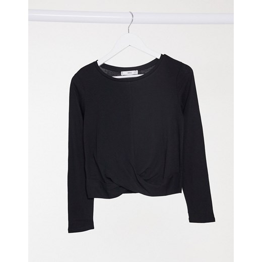 Mango – Czarny top z bawełny organicznej z długim rękawem Mango XS Asos Poland