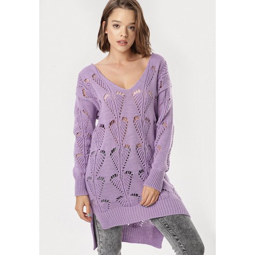 Jasnofioletowy Sweter Yrellienne Born2be ONE SIZE Born2be Odzież