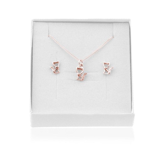 Komplet biżuterii srebrnej - Kotki - Koty - Rose Gold Lian Art Lian Art