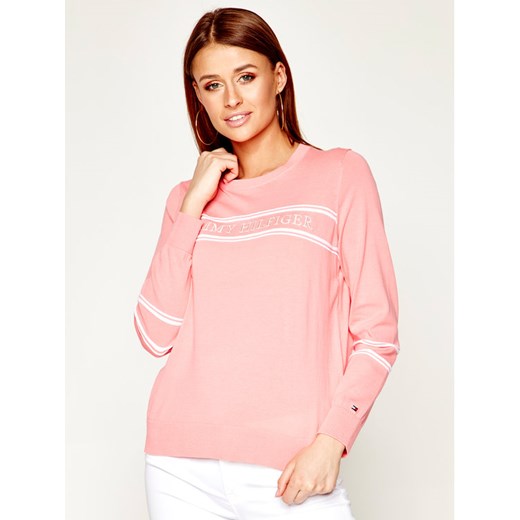 TOMMY HILFIGER Sweter Benji Stp WW0WW27174 Różowy Regular Fit Tommy Hilfiger L MODIVO promocja