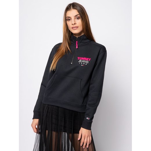Tommy Jeans Bluza Tjw Logo Quarter DW0DW07662 Czarny Relaxed Fit Tommy Jeans L okazyjna cena MODIVO