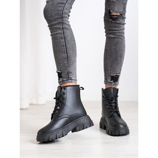 Workery damskie CzasNaButy czarne bez wzorów casual