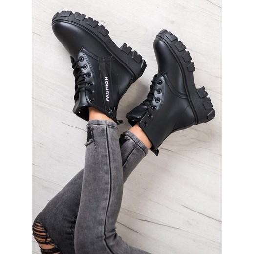 Workery damskie CzasNaButy czarne casual bez wzorów