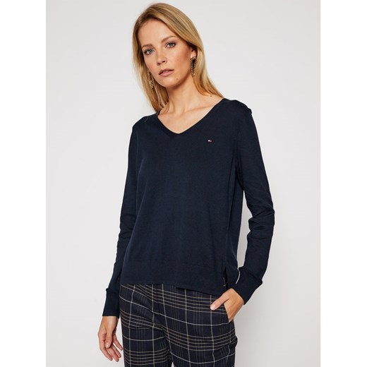 TOMMY HILFIGER Sweter Nolaa WW0WW28211 Granatowy Regular Fit Tommy Hilfiger S wyprzedaż MODIVO