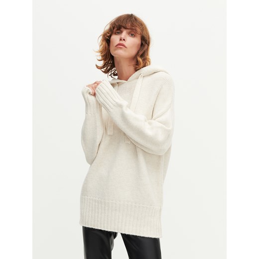 Reserved - Sweter z kapturem - Kremowy Reserved L Reserved