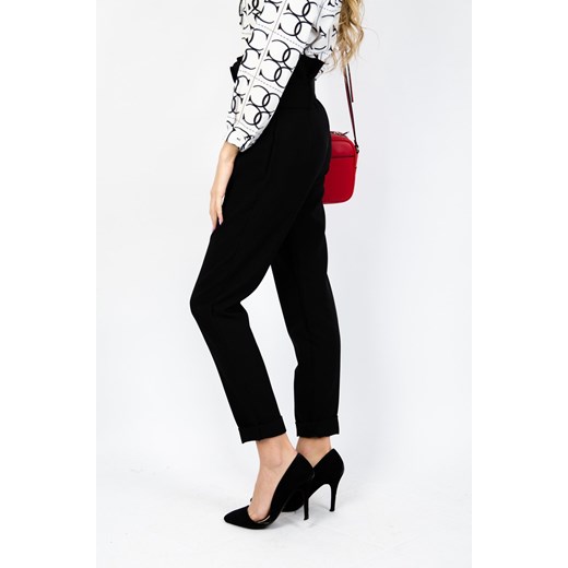 CZARNE ELEGANCKIE SPODNIE Z WYSOKIM STANEM + PASEK Olika M olika.com.pl