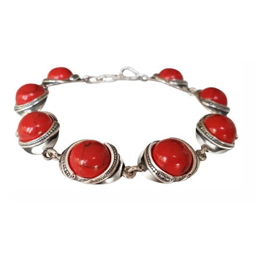Bransoletka z koralem oksydowana srebro L 1805 koral Polcarat Design Polcarat Design