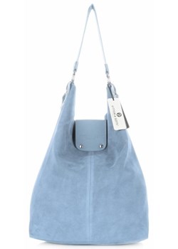Shopper bag niebieska Vittoria Gotti zamszowa