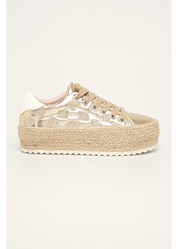 Guess espadryle damskie na platformie gładkie ze skóry ekologicznej młodzieżowe
