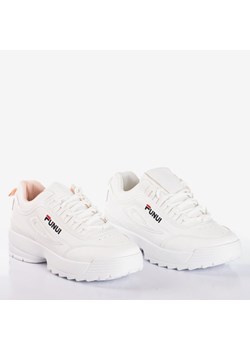 Białe buty sportowe damskie Royalfashion.pl płaskie bez wzorów