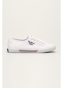 Trampki damskie Pepe Jeans sznurowane białe sportowe tkaninowe bez wzorów