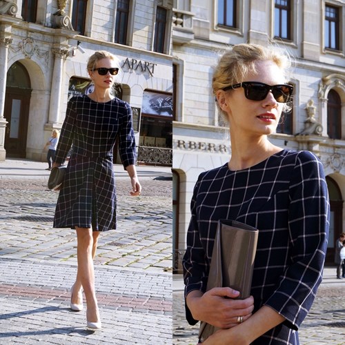 Autumn Elegance in Checked Dress