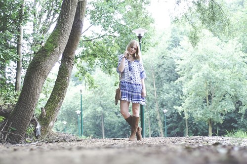 Blue half boho dress