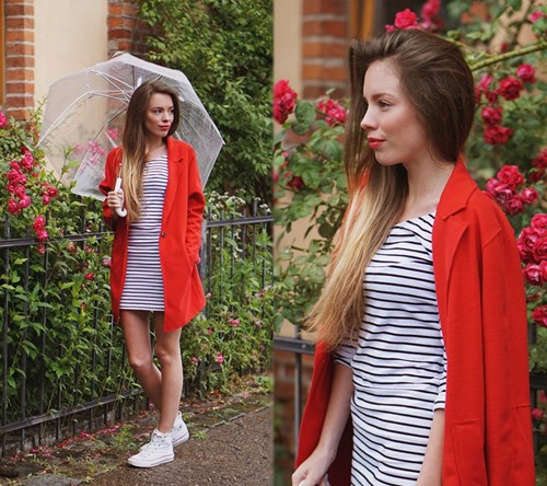Dress with stripes on rainy day...