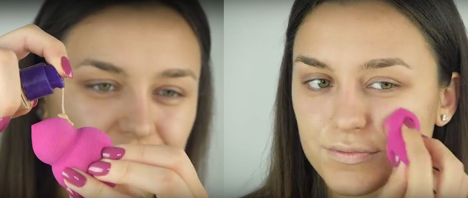 Aplikacja podkładu beauty blenderem