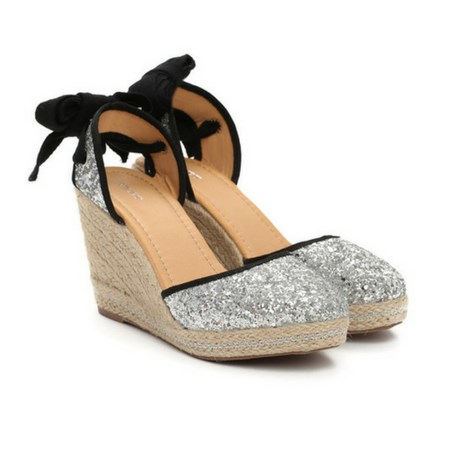 Srebrne espadryle na koturnie
