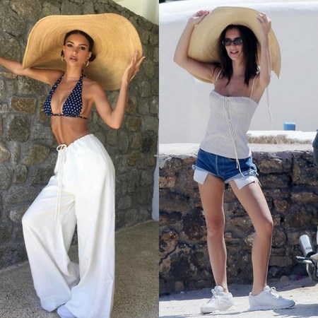 Emily ratajkowski w słomianym kapeluszu